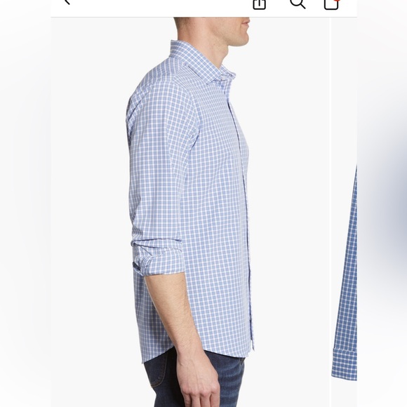 Mizzen+Main Men's Performance Shirt Blue Alexander Checkered Shirt XL Trim Fit - Picture 7 of 14